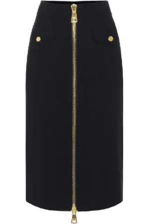 Elisabetta Franchi Femme, Jupes, Noir, Taille: 38 FR Jupe Midi en Tricot Noir avec Poches