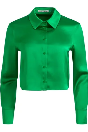 ALICE+OLIVIA Femme, Blouses et Chemises, Vert, Taille: 40 FR Chemise Col Classique Vert Émeraude