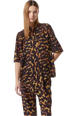 Silvian Heach Femme, Blouses et Chemises, Brun, Taille: 40 FR Chemisier à motif animalier