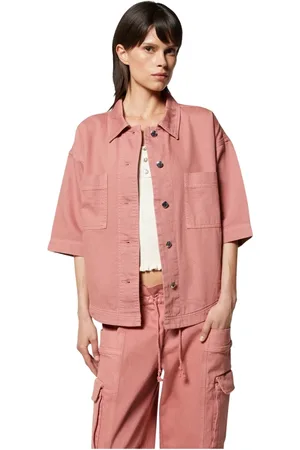 Silvian Heach Femme, Vestes, Rose, Taille: 34 FR Veste cargo oversize à manches courtes