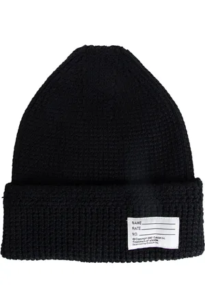 VISVIM Homme, Accessoires, Noir, Taille: ONE Size Bonnet Tricoté Noir avec Étiquette Nom