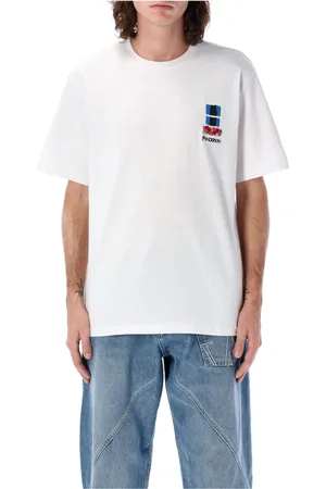 J.W.Anderson Homme, Tops, Blanc, Taille: XL T-Shirt Brodé Fenêtre