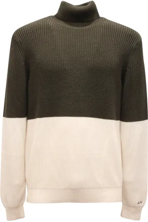 sun68 Homme, Pulls, Multicolore, Taille: L Pull à col roulé en laine rayée