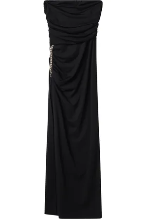 GAËLLE Femme, Robes, Noir, Taille: 36 FR Robe Noire Longue Sans Bretelles avec Chaîne