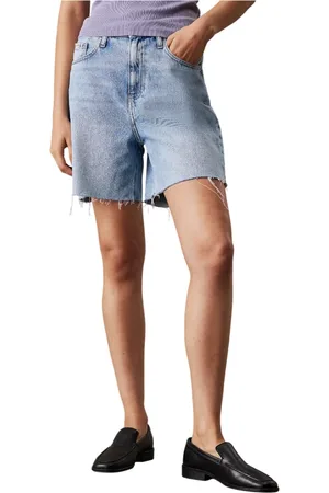 Calvin Klein Femme, Shorts, Bleu, Taille: W29 Denim Frayed Shorts
