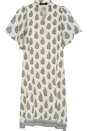 Bruuns Bazaar Femme, Robes, , Taille: 40 FR Robe à manches à volants et col en V Crème/Noir