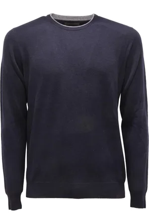 FERRANTE Homme, Pulls, Bleu, Taille: M Pull en Laine Royal Fabriqué en Italie