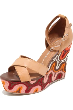 Jeffrey Campbell Femme, Chaussures, Brun, Taille: 40 EU Sandales Compensées Beige Orange Combo
