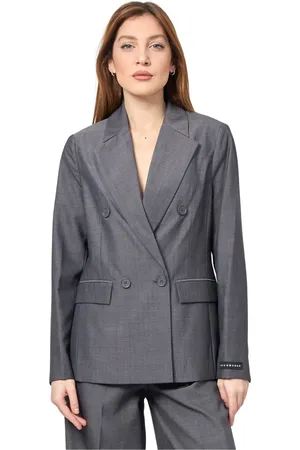 John Richmond Femme, Vestes, Gris, Taille: 42 FR Veste grise à double boutonnage avec logo