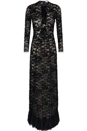 Paco rabanne Femme, Robes, Noir, Taille: 34 FR Robe Noire en Dentelle à Manches Longues