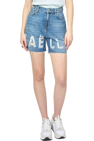 GAËLLE Femme, Shorts, Bleu, Taille: W28 Shorts en Denim Bleu avec Logo