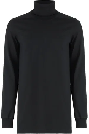 Rick Owens Homme, Pulls, Noir, Taille: S Pull à col roulé en coton côtelé