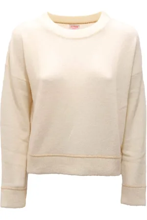sun68 Femme, Sweatshirts et sweats à capuche, Blanc, Taille: 38 FR Pull Col Rond Épais