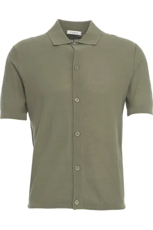 Paolo Pecora Homme, Pulls, Vert, Taille: M Chemise Tricotée Verte Manches Courtes Casual