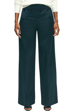 Brooks Brothers Femme, Pantalons, Bleu, Taille: 40 FR Pantalon de Marin à Jambes Larges en Sergé de Coton Bleu Marine