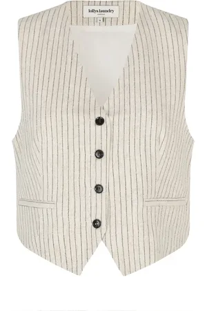 Lollys Laundry Femme, Vestes, , Taille: 38 FR Gilet rayé crème avec boutons noirs