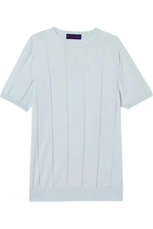 Brooks Brothers Homme, Pulls, Bleu, Taille: M T-shirt côtelé en coton à torsion élevée