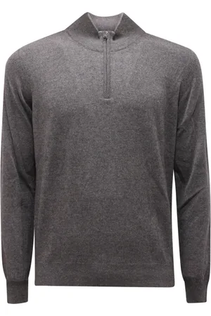 FERRANTE Homme, Pulls, Gris, Taille: M Pull en laine Royal avec fermeture éclair