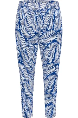 Kaffe Femme, Pantalons, Bleu, Taille: 40 FR Pantalon Feuilles de Palmier Colorées