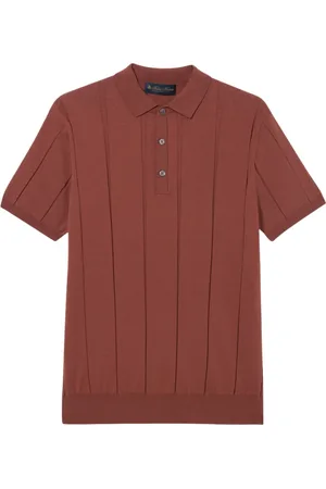 Brooks Brothers Homme, Pulls, Brun, Taille: L Polo en Coton Côtelé à Torsion Élevée