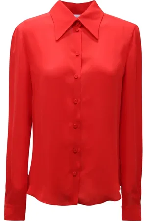 Moschino Femme, Blouses et Chemises, Rouge, Taille: 40 FR Chemise Couture en Soie Fabriquée en Italie