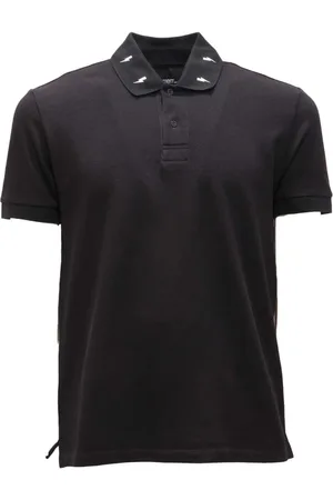 Neil Barrett Homme, Tops, Noir, Taille: S T-shirt en coton noir avec éclair blanc