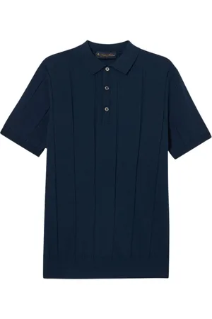 Brooks Brothers Homme, Pulls, Bleu, Taille: 3XL Polo en Coton Côtelé à Torsion Élevée