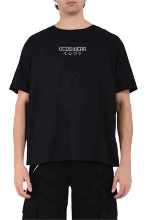 GCDS Homme, Tops, Noir, Taille: M T-shirt en coton avec col rond