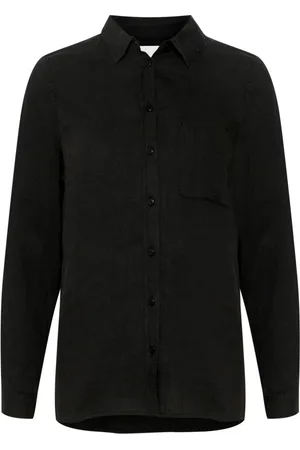 Part Two Femme, Blouses et Chemises, Noir, Taille: 36 FR Chemisier noir en lin avec boutons