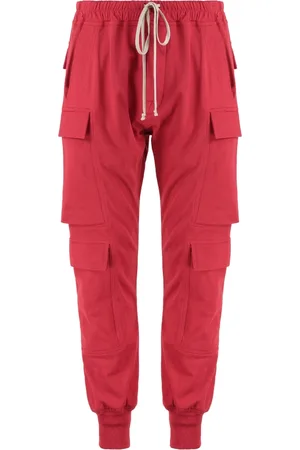 Rick Owens Homme, Pantalons, Rouge, Taille: S Pantalon de survêtement en coton avec poignets côtelés