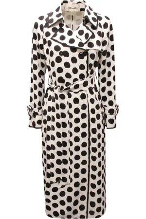 Diane von Furstenberg Femme, Manteaux, Blanc, Taille: 36 FR Veste en laine à double boutonnage motif pois abstrait
