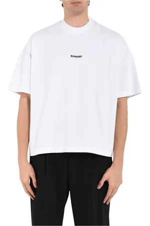 BONSAI Homme, Tops, Blanc, Taille: M T-shirt en coton avec logo imprimé