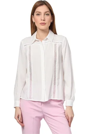 Gaudi Femme, Blouses et Chemises, Blanc, Taille: 38 FR Chemise blanche à manches longues avec détails avant