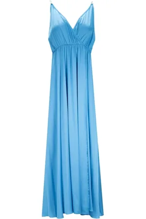 ANIYE BY Femme, Robes, Bleu, Taille: 36 FR Robe Longue Florale avec Fente Profonde