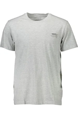 Guess Homme, Tops, Gris, Taille: XL T-shirt Gris Classique avec Logo Col Rond