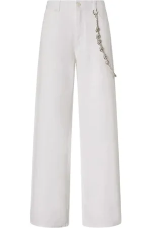 Pinko Femme, Pantalons, Blanc, Taille: W28 Blanc Brill Lauryn Loose Bull