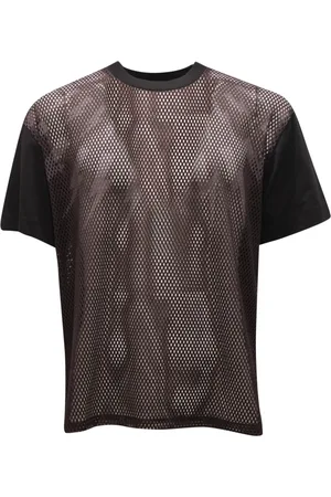 Neil Barrett Homme, Tops, Noir, Taille: M Fairisle Thunderbolt Mesh T-Shirt