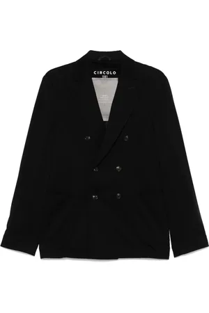 Circolo Homme, Vestes, Noir, Taille: S Blazer Piqué Noir Style Double-Breasted