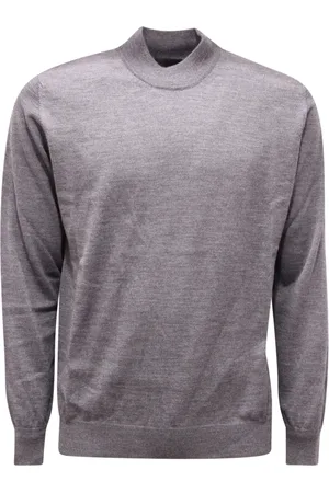 FERRANTE Homme, Pulls, Gris, Taille: L Pull en Laine Essentiel Fabriqué en Italie