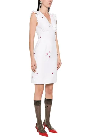 Shushu/Tong Femme, Robes, Blanc, Taille: 36 FR Robe Blanche avec et Col en V Plongeant
