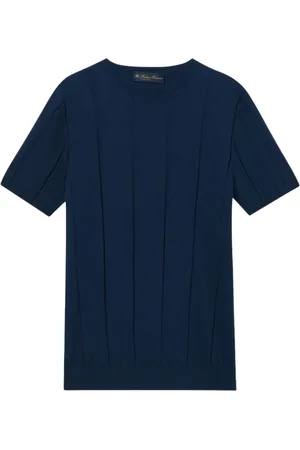 Brooks Brothers Homme, Pulls, Bleu, Taille: M T-shirt côtelé en coton à torsion élevée