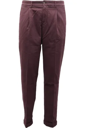 ELEVENTY Homme, Pantalons, Violet, Taille: W33 Pantalon Bordeaux en Coton Texturé