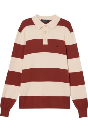 Brooks Brothers Homme, Pulls, Multicolore, Taille: L Polo rayé en coton et cachemire pour le rugby