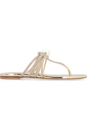 Casadei Femme, Chaussures, Jaune, Taille: 40 EU Sandales plates Strass avec bout rond