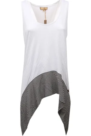 FAY Femme, Tops, Blanc, Taille: 40 FR Haut Asymétrique en Soie sans Manches