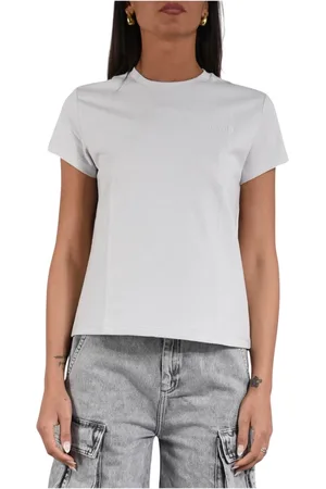 Patrizia Pepe Femme, Tops, Gris, Taille: 42 FR T-shirt en coton biologique avec broderie logo