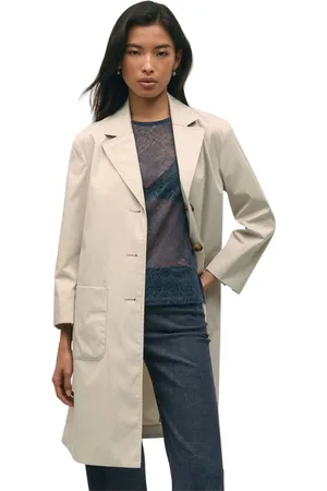 Brooks Brothers Femme, Manteaux, Gris, Taille: 40 FR Manteau en taffetas à un bouton