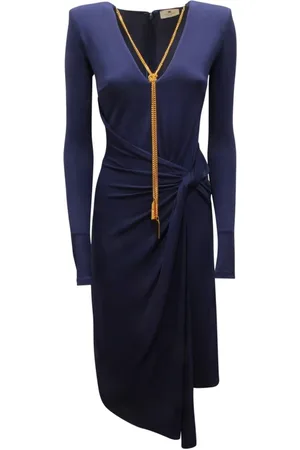 Elisabetta Franchi Femme, Robes, Bleu, Taille: 38 FR Robe Bleue Made in Italy