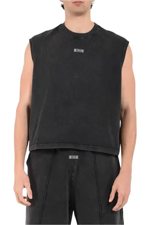 GCDS Homme, Tops, Gris, Taille: L Gilet sans Manches avec Logo Coton/Élasthanne