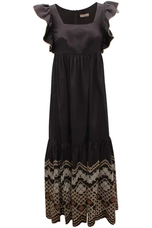 D.EXTERIOR Femme, Robes, Noir, Taille: 40 FR Robe longue noire avec détails en dentelle